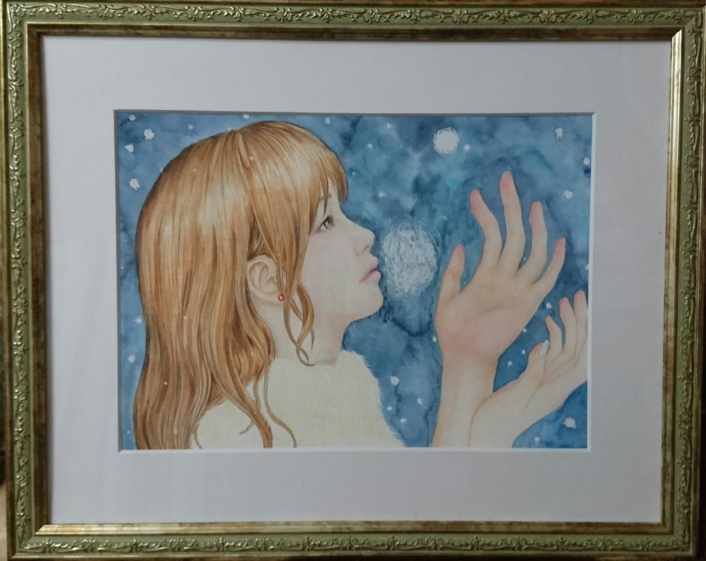 透明水彩画原画「プライベートビーチ」額縁付F4サイズ風景画 透明水彩画原画「プライベートビーチ」額縁付F4サイズ風景画