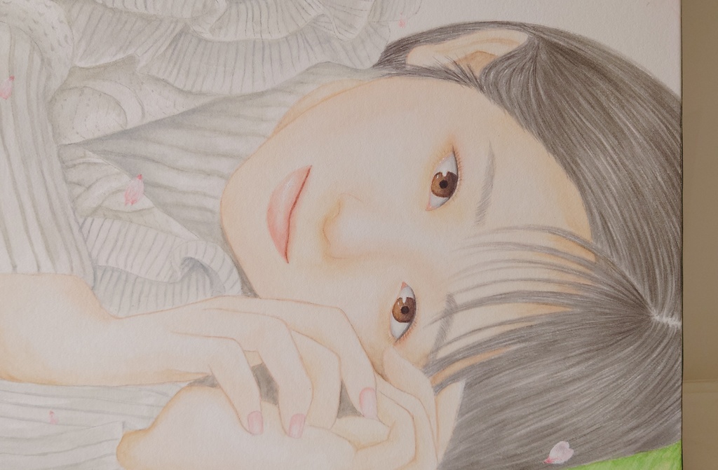 水彩原画 「舞い散る桜」 F4サイズ