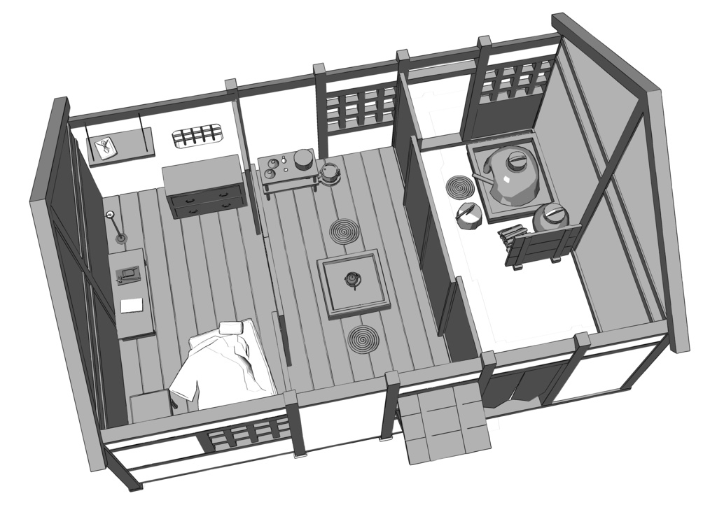 【3D素材】先生の長屋