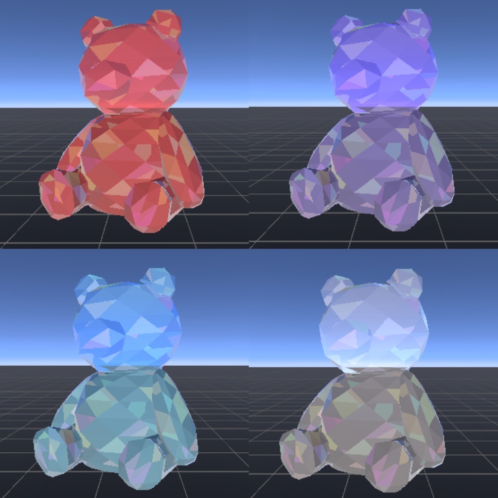 【FBX】【blender】クリスタルくまさん【unityパッケージ】