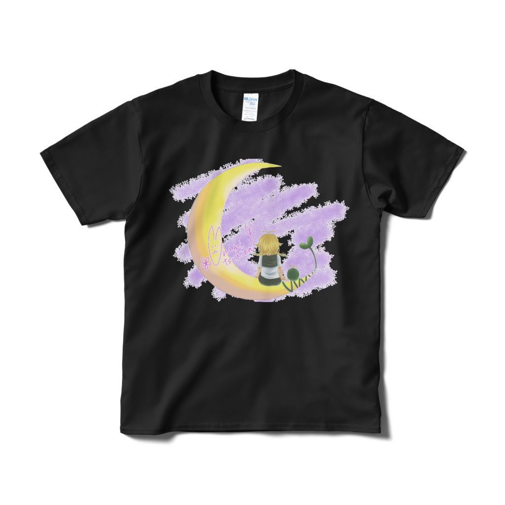 【黒】卯波月葉のTシャツ【芽吹き隊デザイン】