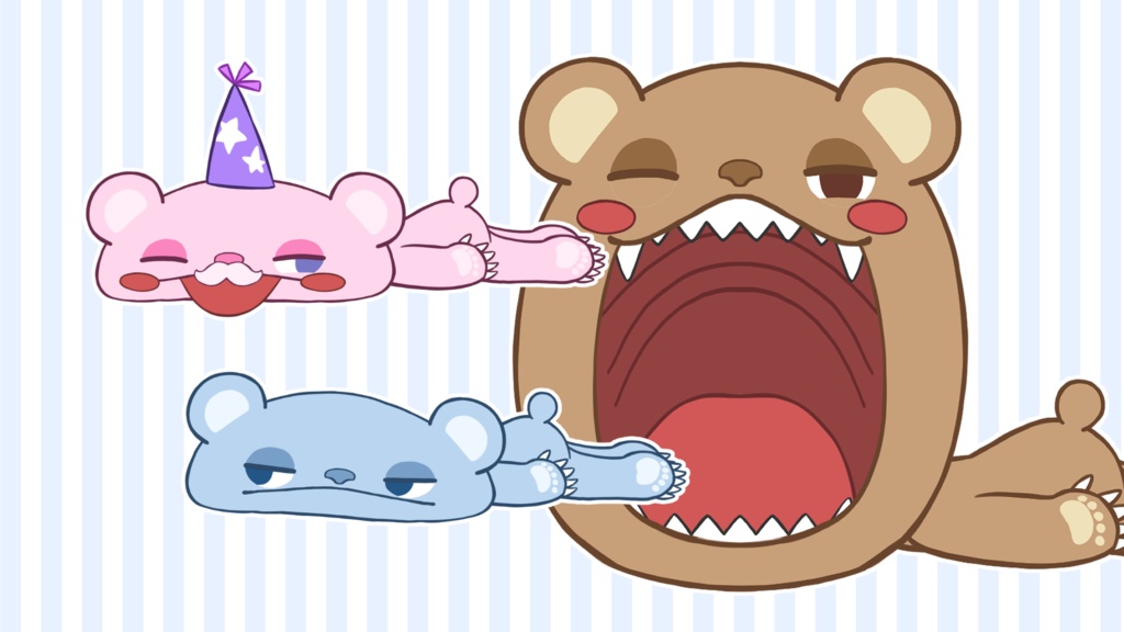 VTubeStudio対応 ぺちゃんこくま3色セット