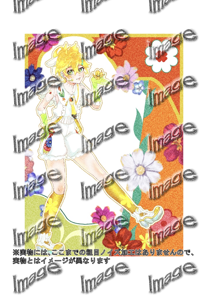 Blooming風創作衣装の鏡音レンくんミニクリアポスター(ペンライトフィルムにも)