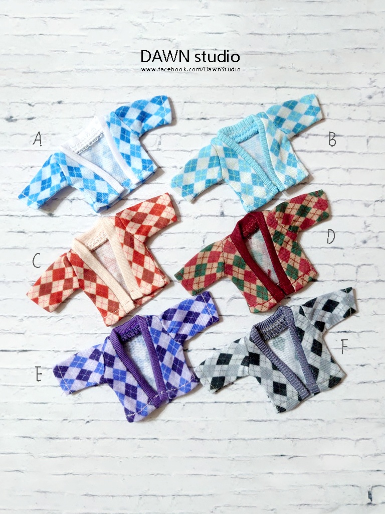 オビツ11 服 アーガイル ボタンレス カーディガン