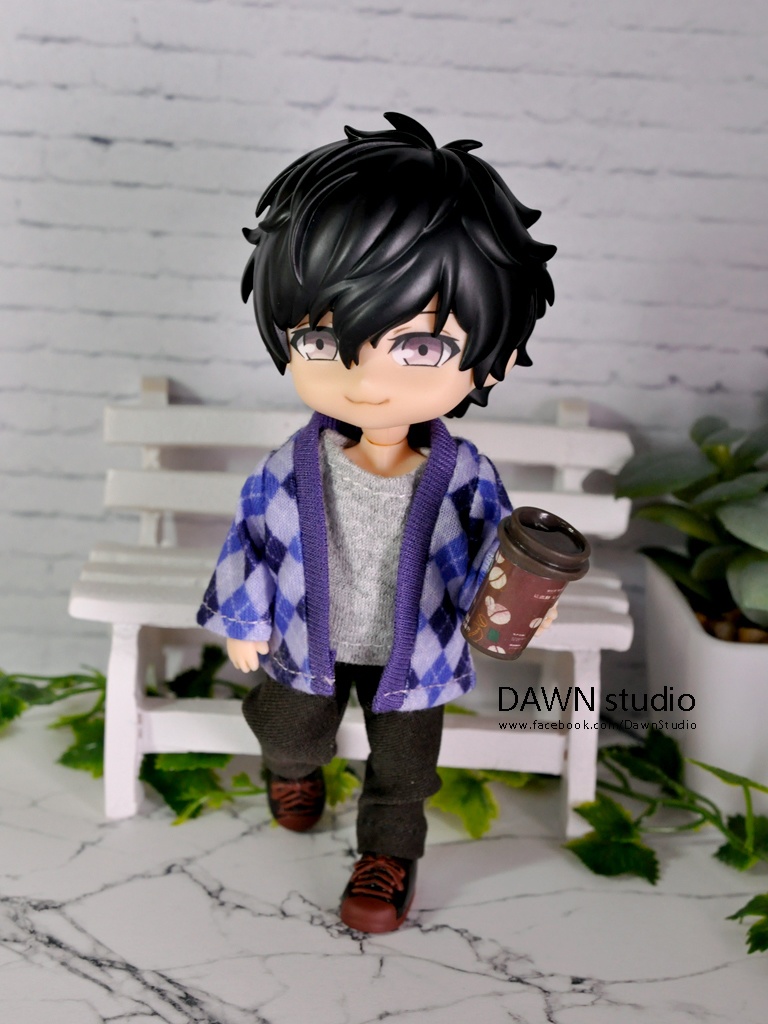 オビツ11 服 アーガイル ボタンレス カーディガン