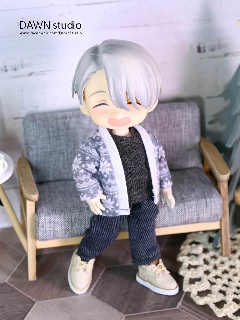 オビツ11 服  フェアアイル ボタンレス カーディガン