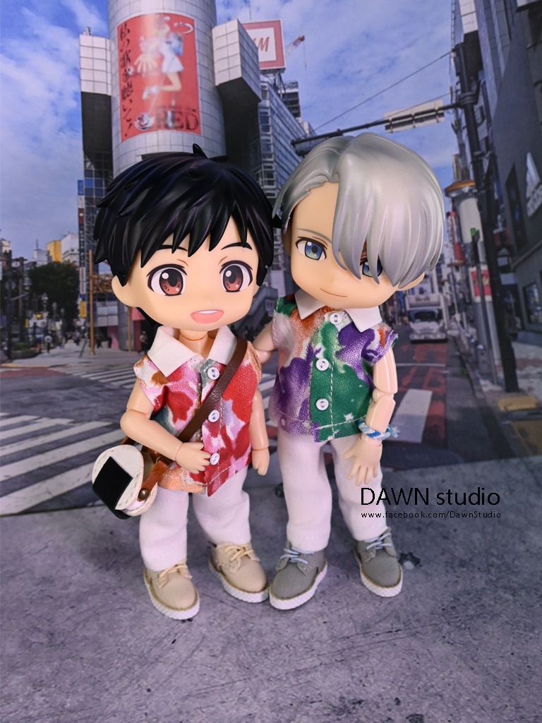 オビツ11 服 水彩柄白襟ノースリーブシャツ