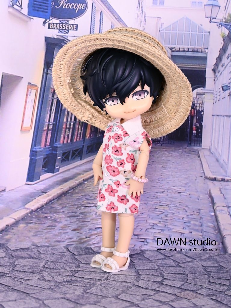 オビツ11 服 花柄ノースリーブシャツワンピース