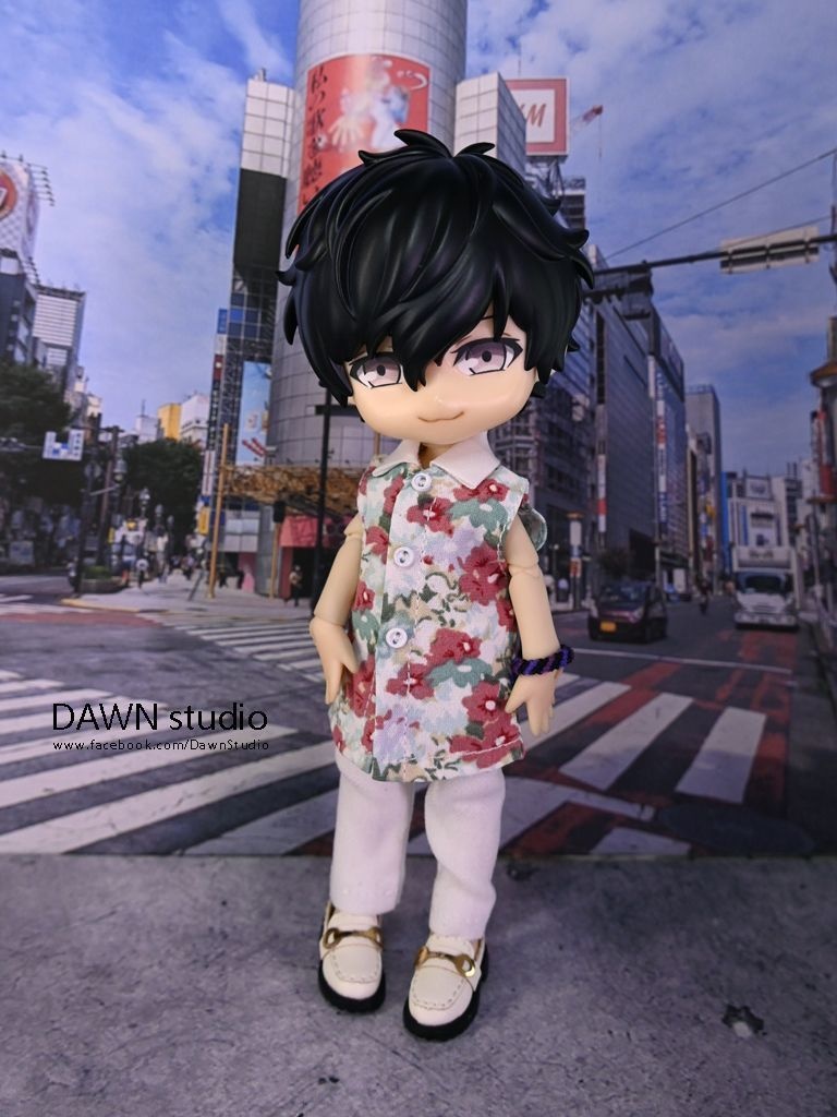 オビツ11 服 花柄ノースリーブシャツワンピース