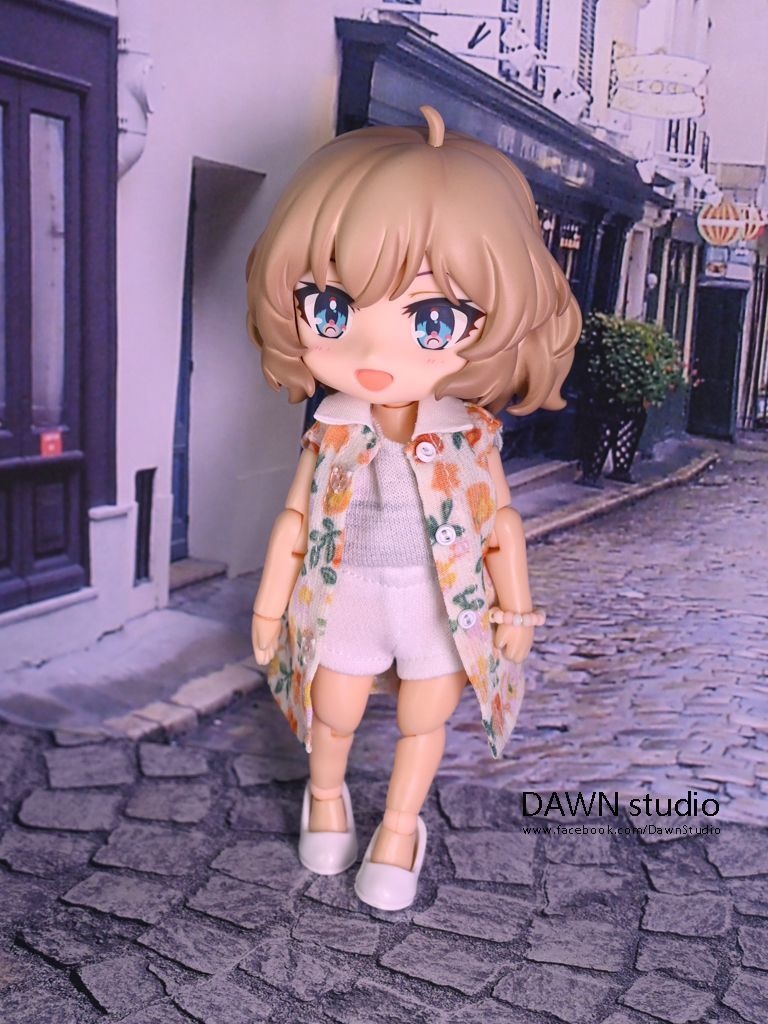 オビツ11 服 花柄ノースリーブシャツワンピース