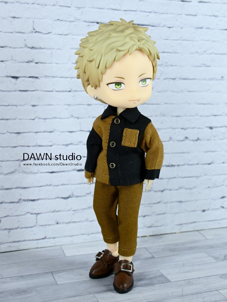 オビツ11 服 バイカラー シャツ 長袖