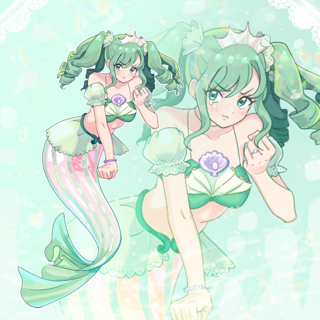【Adopt】人魚姫［緑髪・女の子・ツインテ・縦ロール］