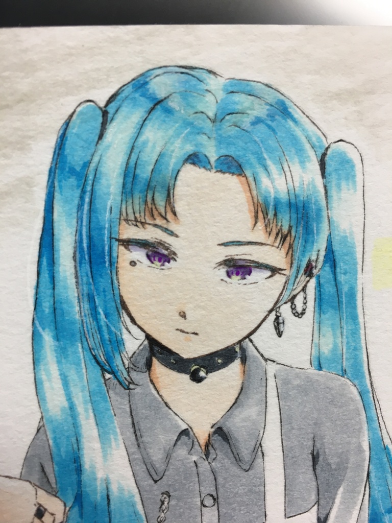 原画・青ツインテ(ミニサイズ)