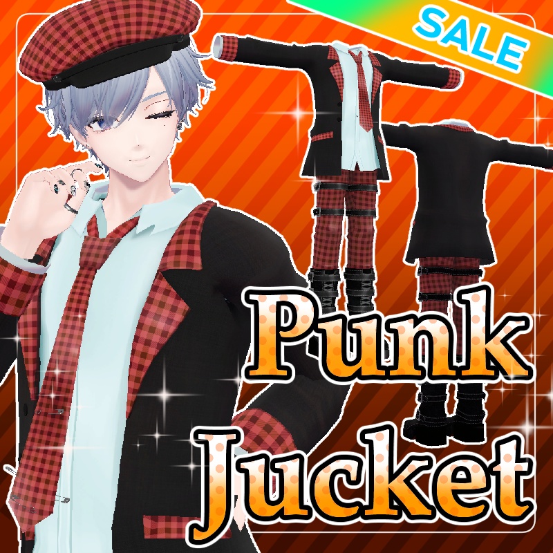 【セール中】パンクなジャケット服【3アバター対応】10バリエーション