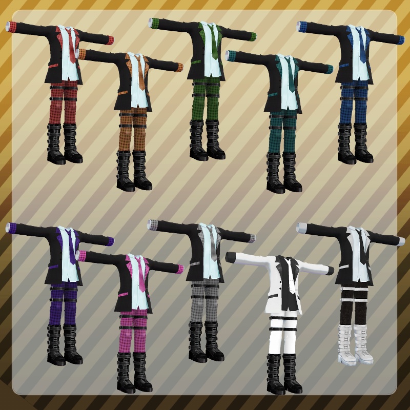 パンクなジャケット服【3アバター対応】10バリエーション