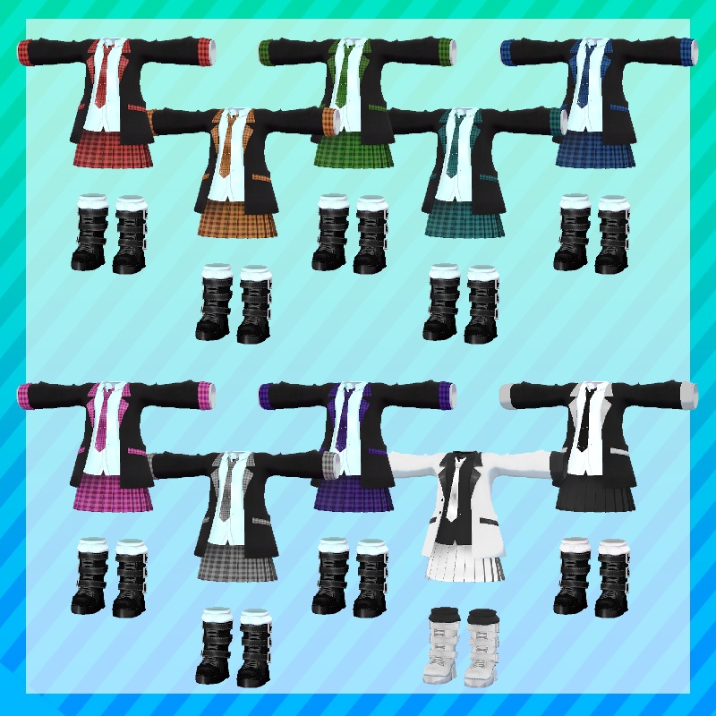 【まめふれんず対応】パンクジャケット+短パン+スカート