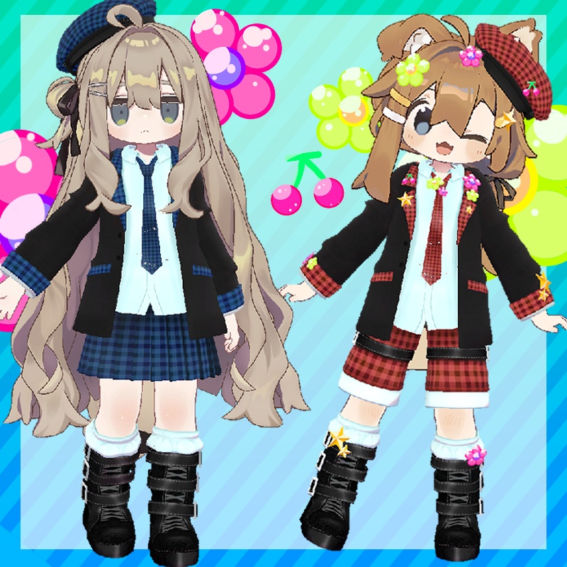 【まめふれんず対応】パンクジャケット+短パン+スカート