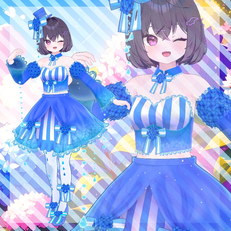 【VRC想定衣装】あじさいドレス【7アバター+α】