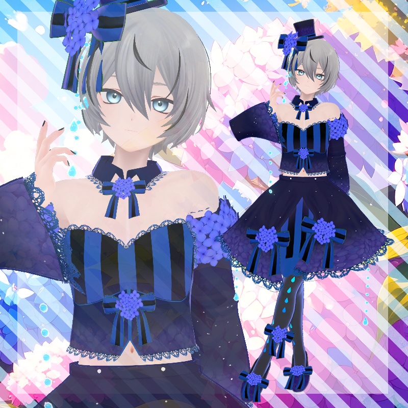 【VRC想定衣装】あじさいドレス【7アバター+α】