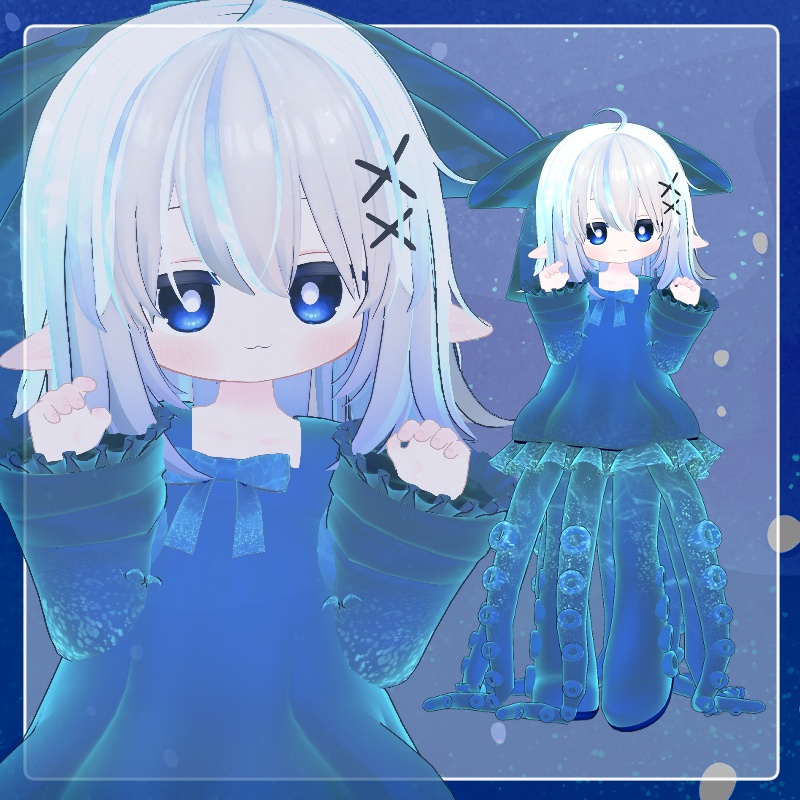 【まめふれんず・えも研素体・エルシオン(ネメシス)対応】夜のホタルイカドレス