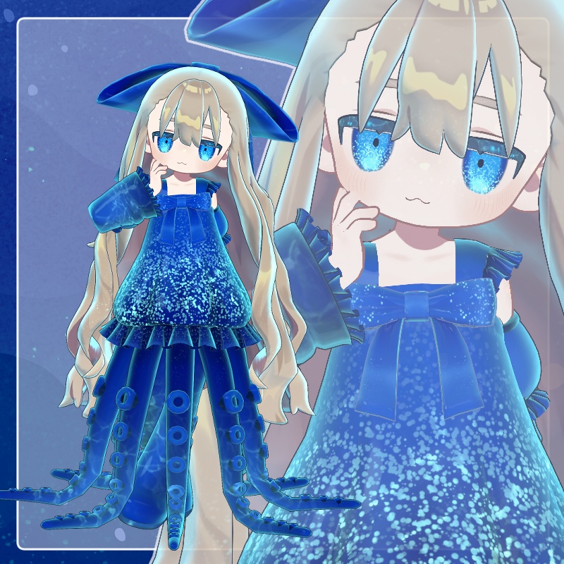 【まめふれんず・えも研素体・エルシオン(ネメシス)対応】夜のホタルイカドレス