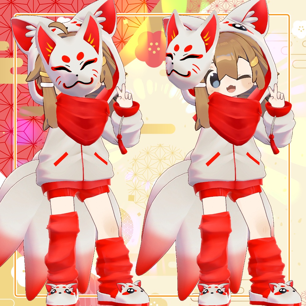 【複数アバター対応】こまぎつねパーカー