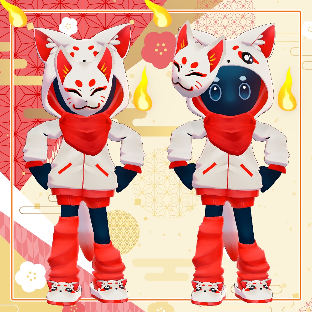 【複数アバター対応】こまぎつねパーカー