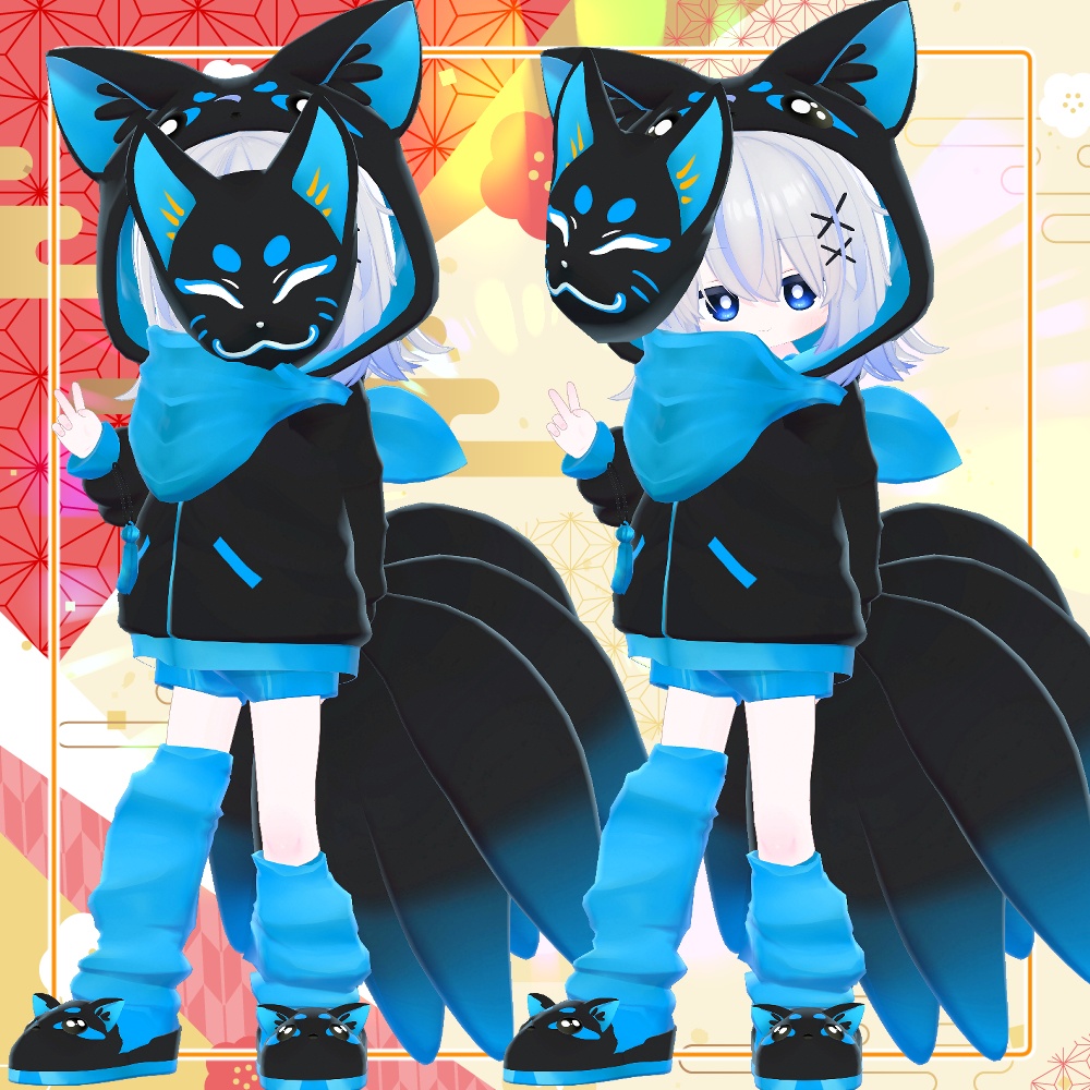 【複数アバター対応】こまぎつねパーカー