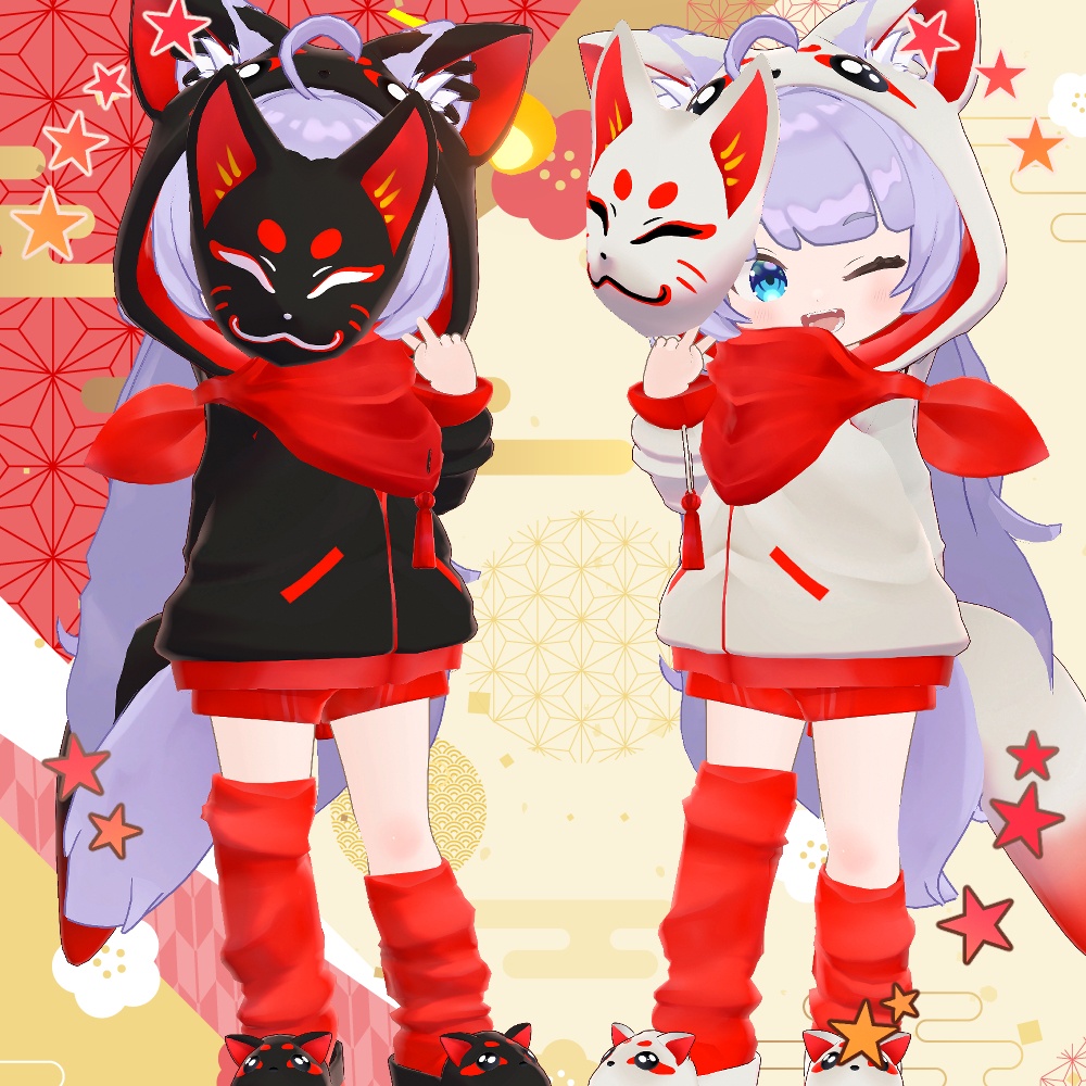 【複数アバター対応】こまぎつねパーカー