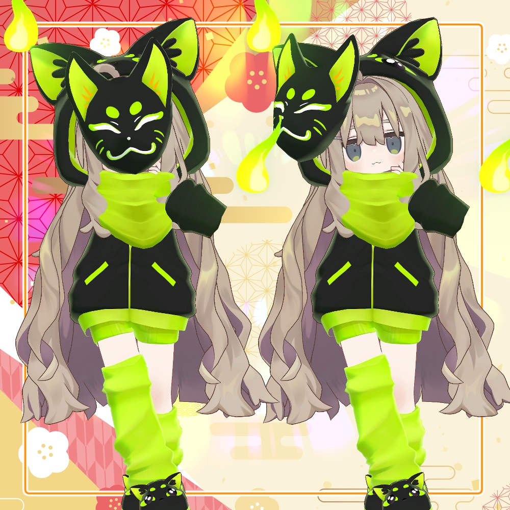 【複数アバター対応】こまぎつねパーカー