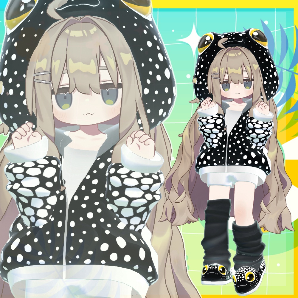 【まめふれんず・えも研素体・ネメシス共通素体対応】チンアナゴ・ニシキアナゴパーカー