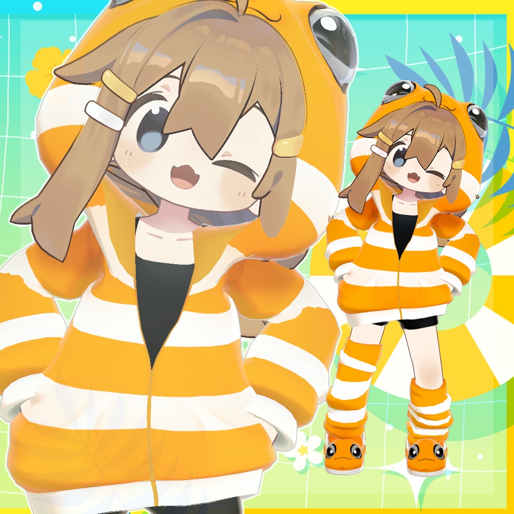 【まめふれんず・えも研素体・ネメシス共通素体対応】チンアナゴ・ニシキアナゴパーカー