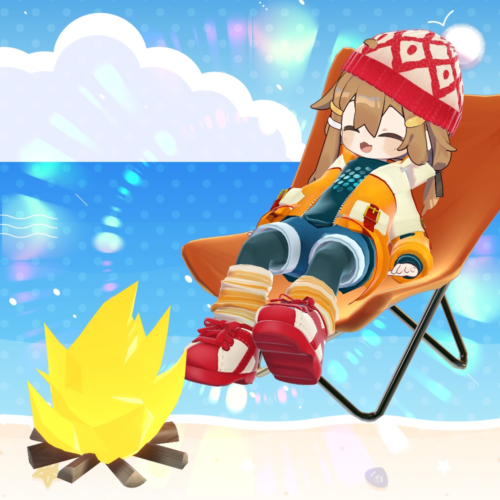 リリースセール!【複数アバター対応】どこでもたき火セット【服+小道具+モーションセット】