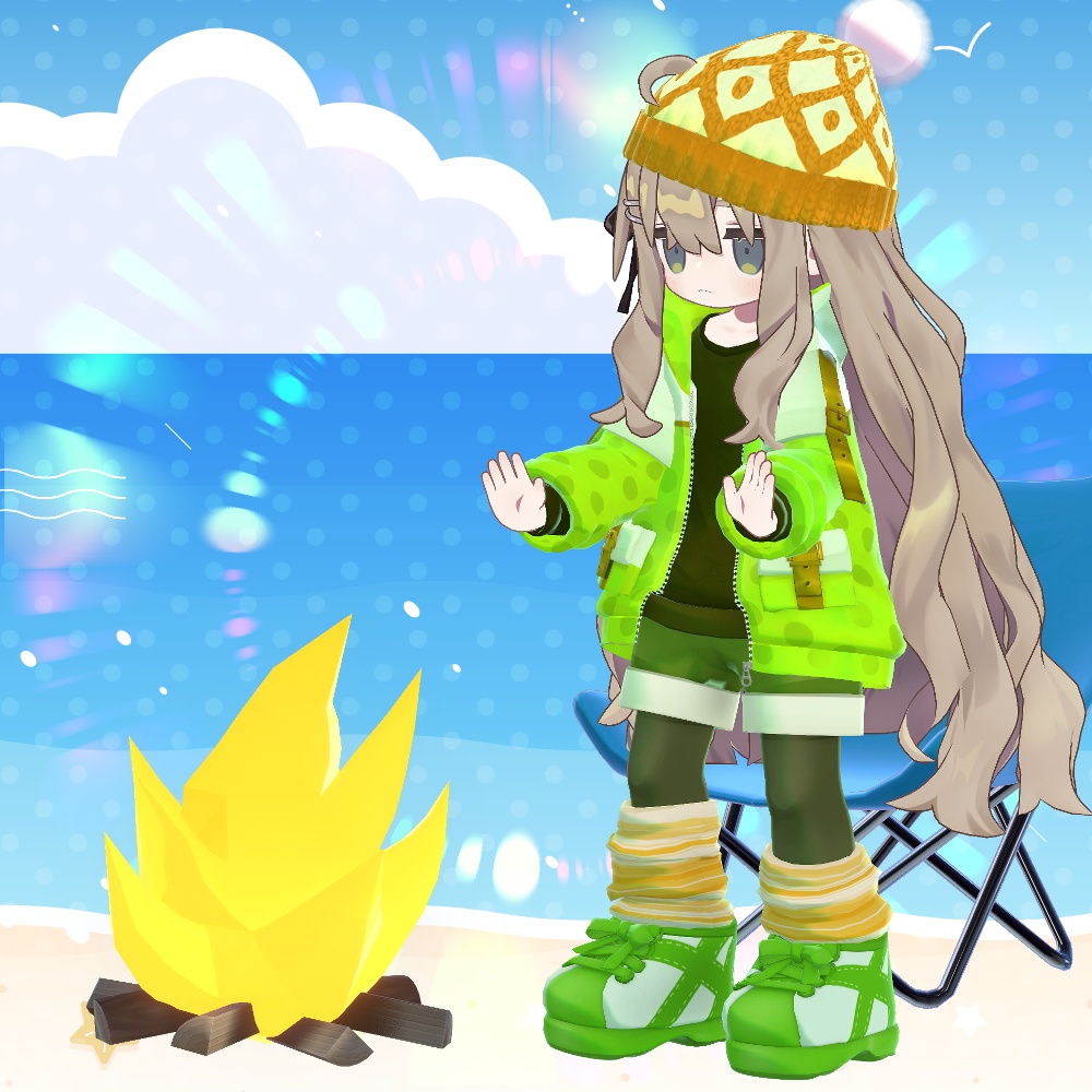 リリースセール!【複数アバター対応】どこでもたき火セット【服+小道具+モーションセット】