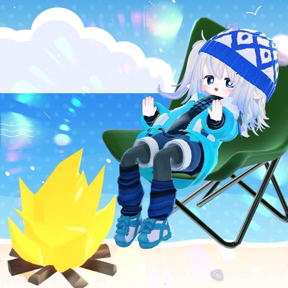 リリースセール!【複数アバター対応】どこでもたき火セット【服+小道具+モーションセット】