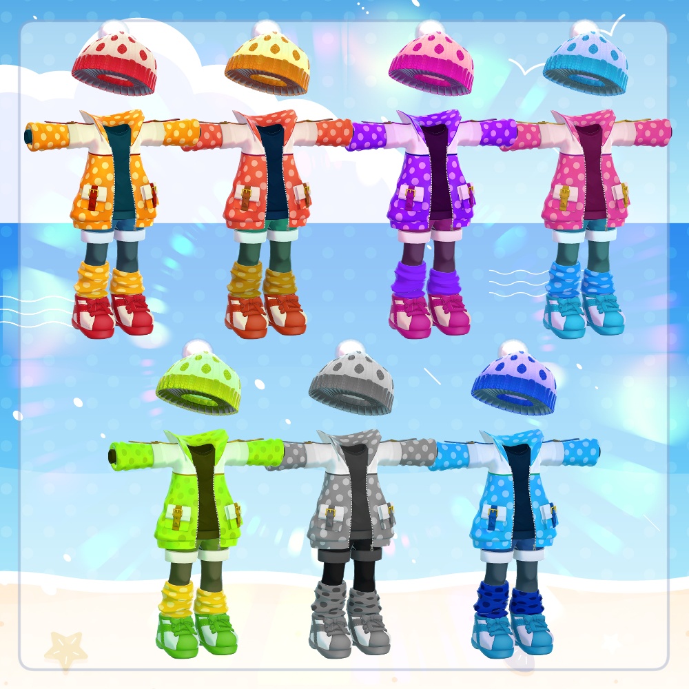 【複数アバター対応】どこでもたき火セット【服+小道具+モーションセット】