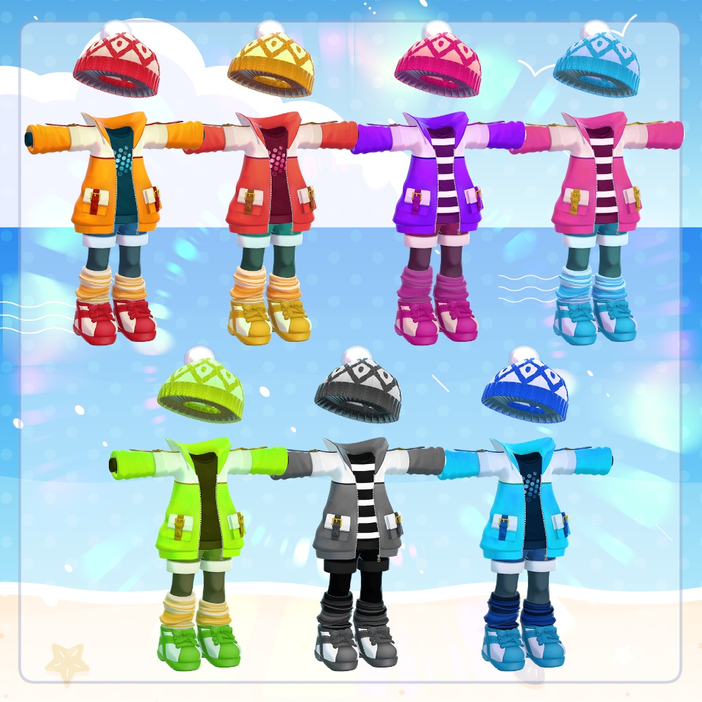 【複数アバター対応】どこでもたき火セット【服+小道具+モーションセット】