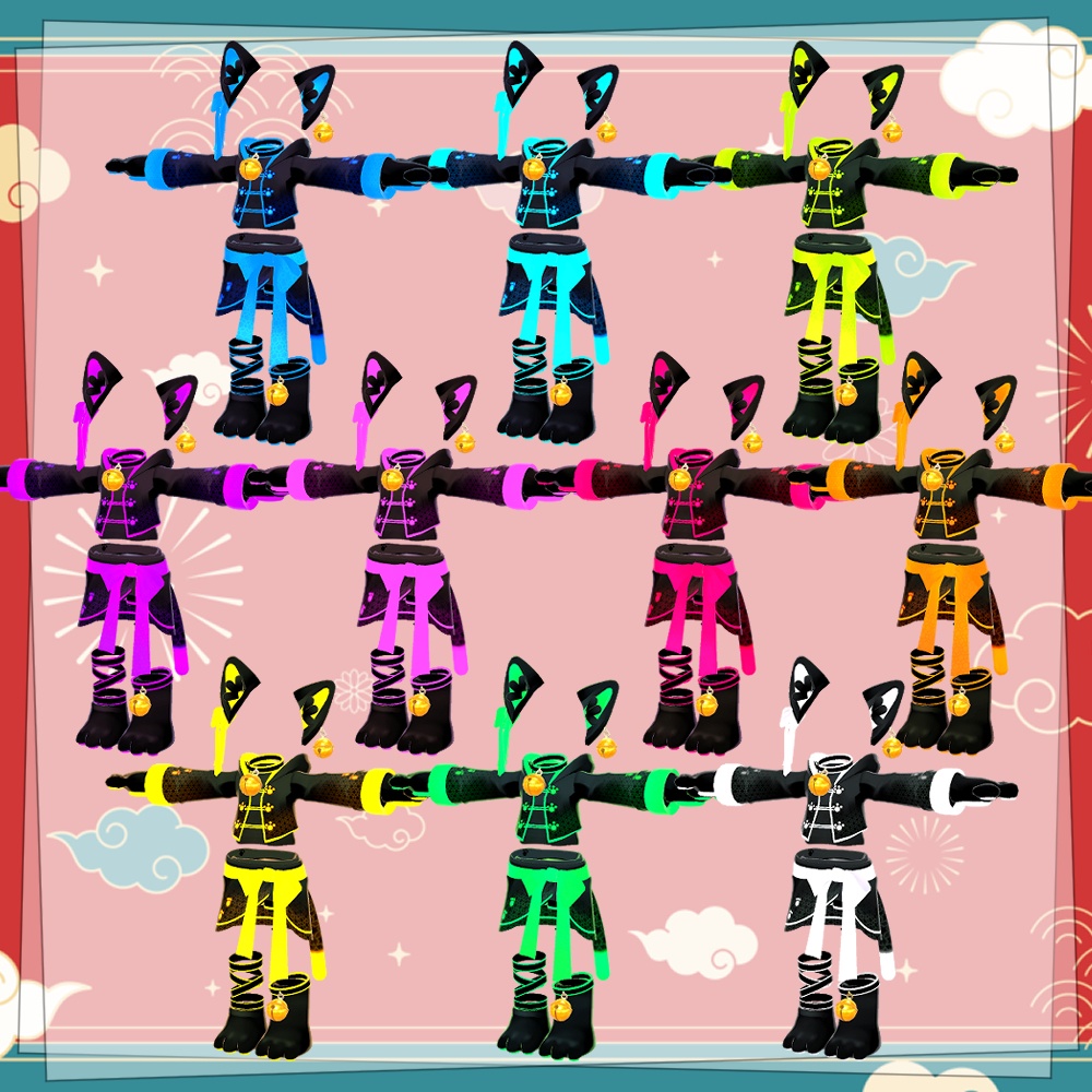 【4アバター対応】サイバーにゃんこのチャイナ服