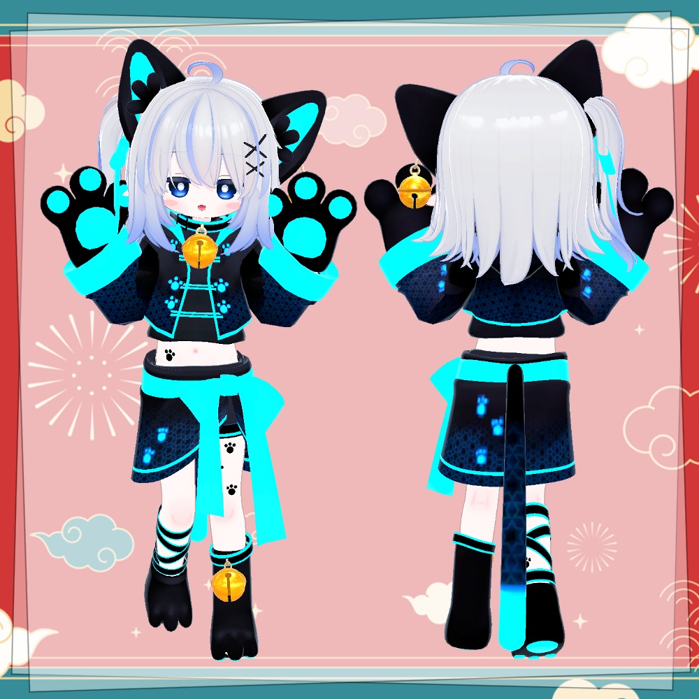 【4アバター対応】サイバーにゃんこのチャイナ服