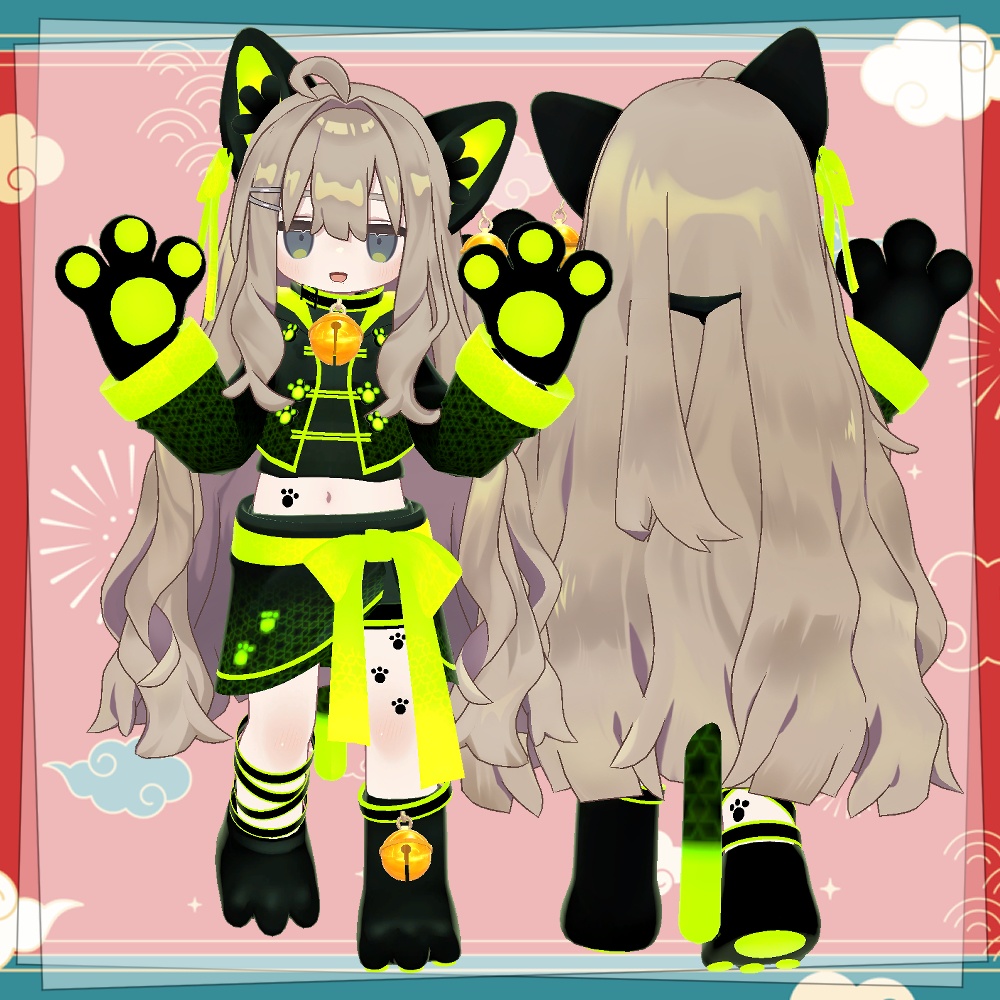 【4アバター対応】サイバーにゃんこのチャイナ服