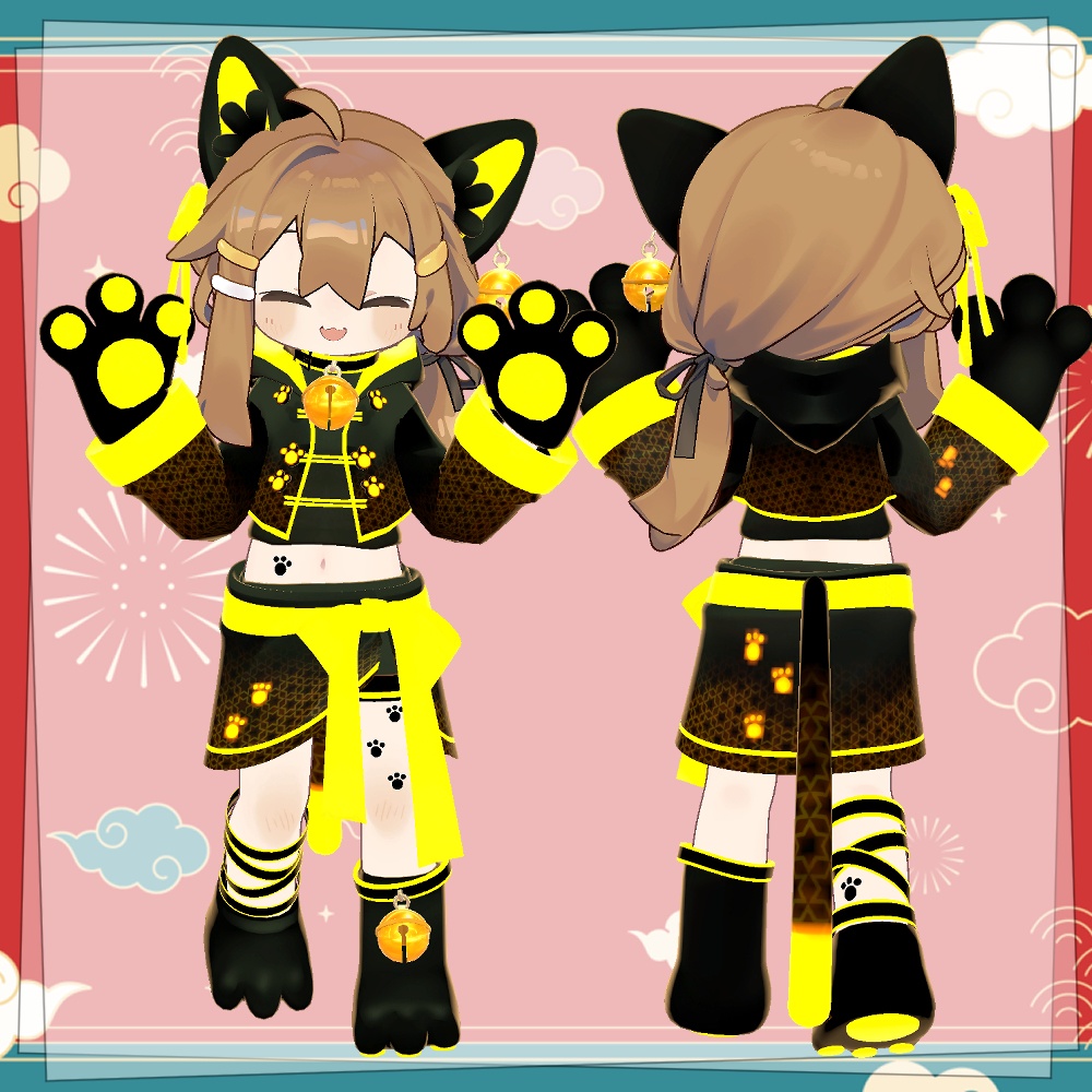 【4アバター対応】サイバーにゃんこのチャイナ服