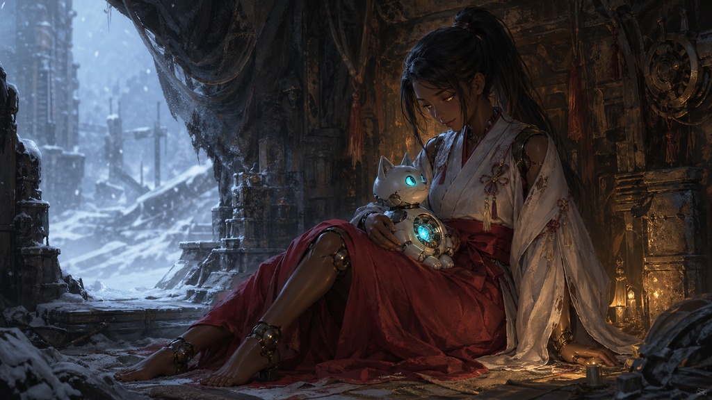 褐色アンドロイド巫女と氷鉄の神