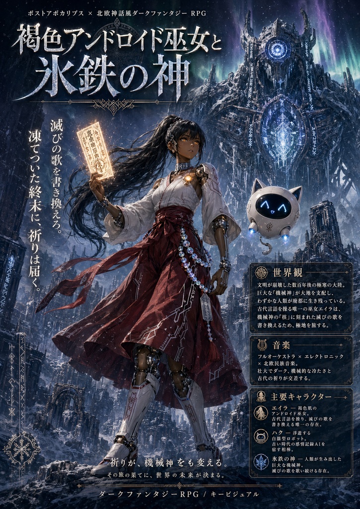 褐色アンドロイド巫女と氷鉄の神