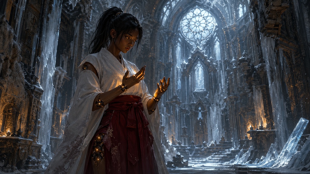 褐色アンドロイド巫女と氷鉄の神