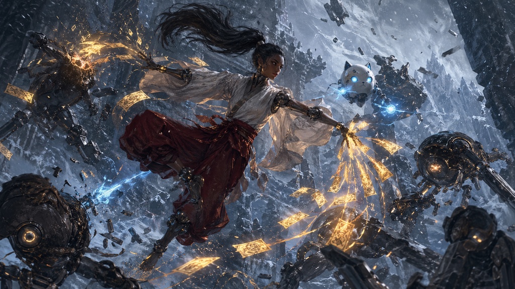 褐色アンドロイド巫女と氷鉄の神