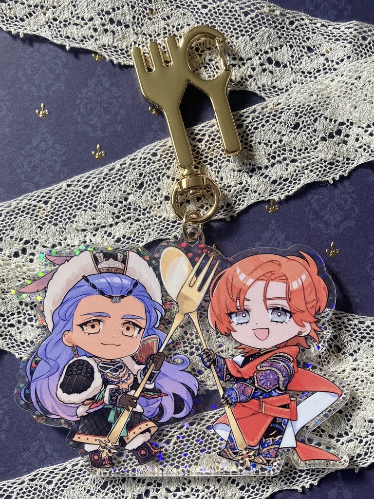 【英傑大戦】いっぱい食べるよ！楊端和とアランソン公のきらきらアクリルキーホルダー