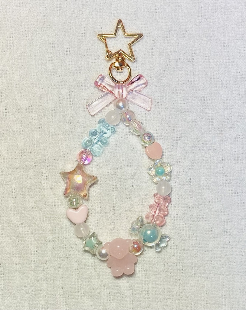 めちゃかわストラップ（水色ピンク）