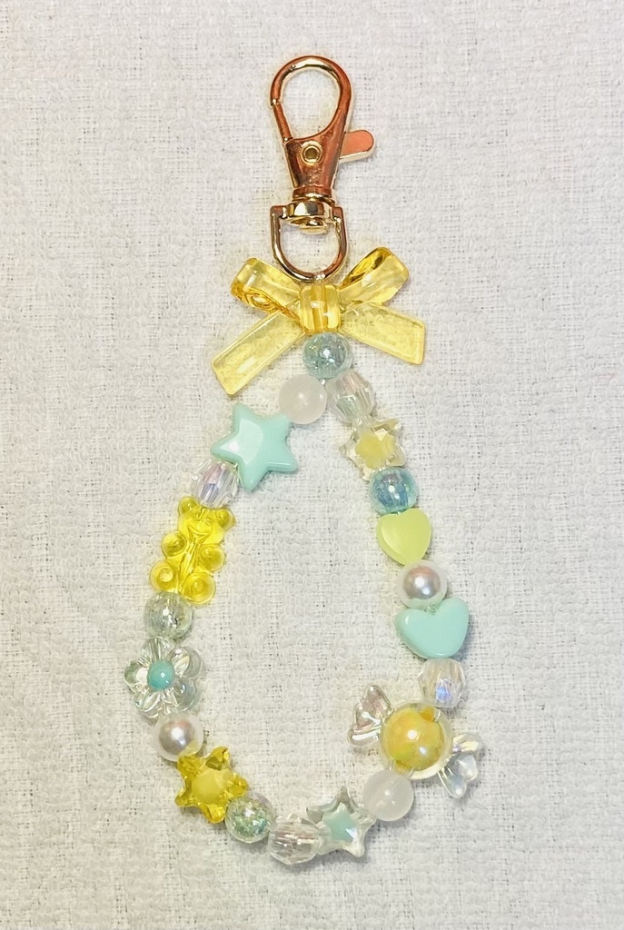 めちゃかわストラップ（水色イエロー）