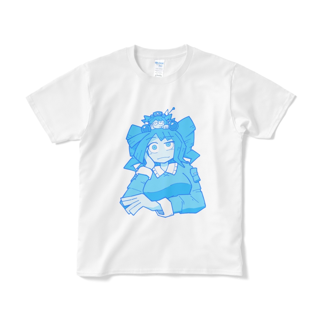 頬杖にとりTシャツ(白)
