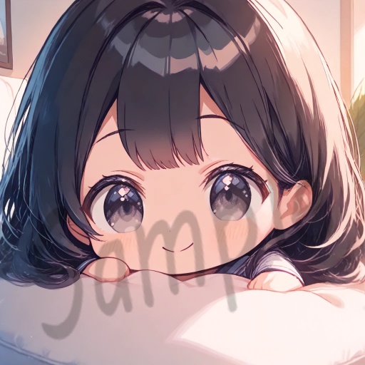 ちびキャラArt集(Black Medium Hair & Black eyes)